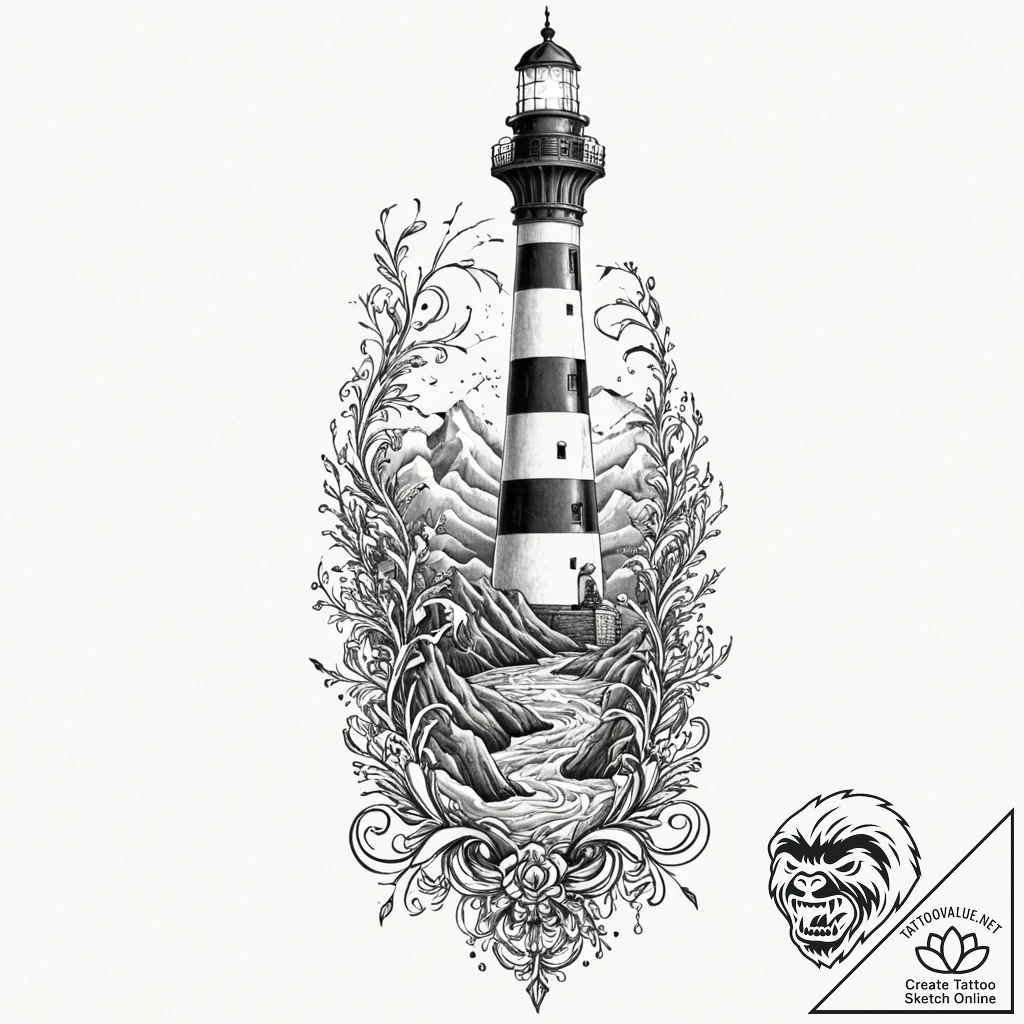 Tattoo design for a shin, a tall, slender lig... - tattoo sketch (№1751736135_0, 05.07.2025 17:22) — tattoovalue.net