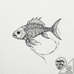 Tiny tattoo design, a tiny, elegant skeleton… – tattoo sketch (№1751736216_0, 05.07.2025 17:23) — tattoovalue.net