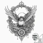 Tattoo design for shoulder, a classic swallow… – tattoo sketch (№1751736296_0, 05.07.2025 17:24) — tattoovalue.net