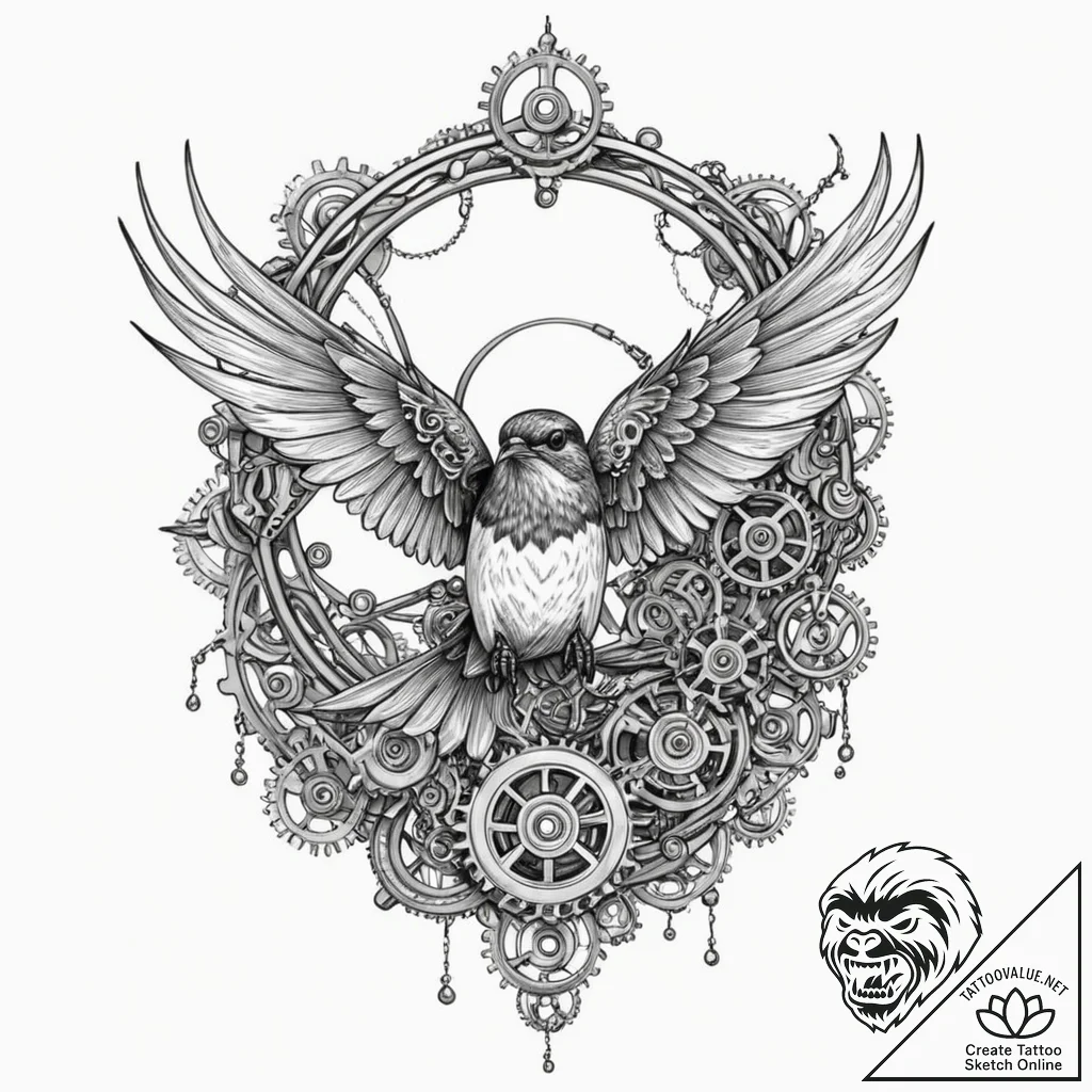 Tattoo design for shoulder, a classic swallow... - tattoo sketch (№1751736296_0, 05.07.2025 17:24) — tattoovalue.net