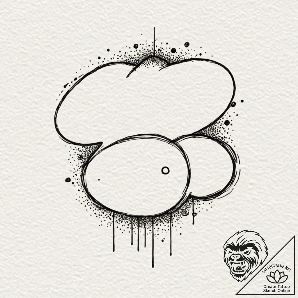 Tiny tattoo design, a speech bubble with thre... - tattoo sketch (№1751736385_0, 05.07.2025 17:26) — tattoovalue.net