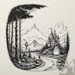 Tattoo design for a thigh, a scene from a fav… – tattoo sketch (№1751736903_0, 05.07.2025 17:35) — tattoovalue.net