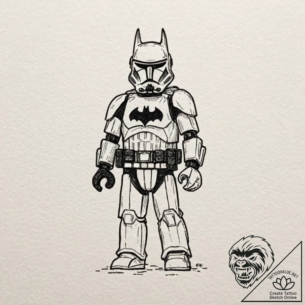 Tattoo design for shoulder, a lego minifigure... - tattoo sketch (№1751737079_0, 05.07.2025 17:37) — tattoovalue.net