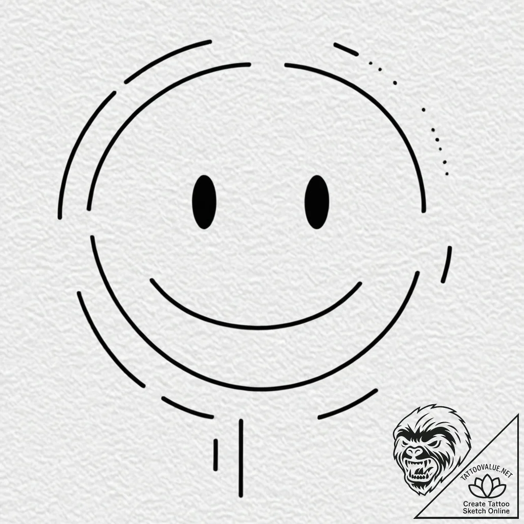 Tiny tattoo design, a glitchy, distorted smil... - tattoo sketch (№1751737165_0, 05.07.2025 17:39) — tattoovalue.net