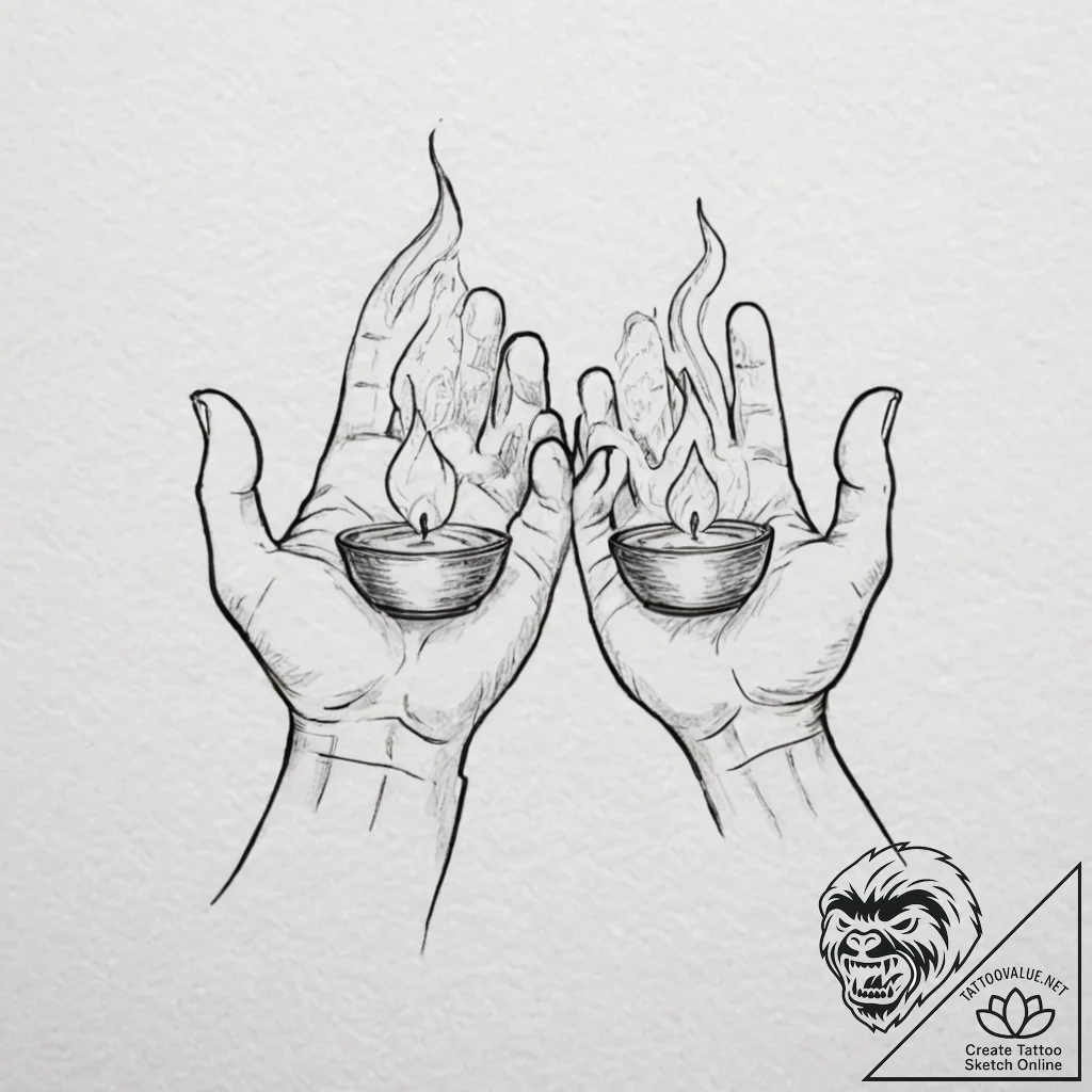 Tiny tattoo design, two hands, cupping a tiny... - tattoo sketch (№1751737253_0, 05.07.2025 17:40) — tattoovalue.net