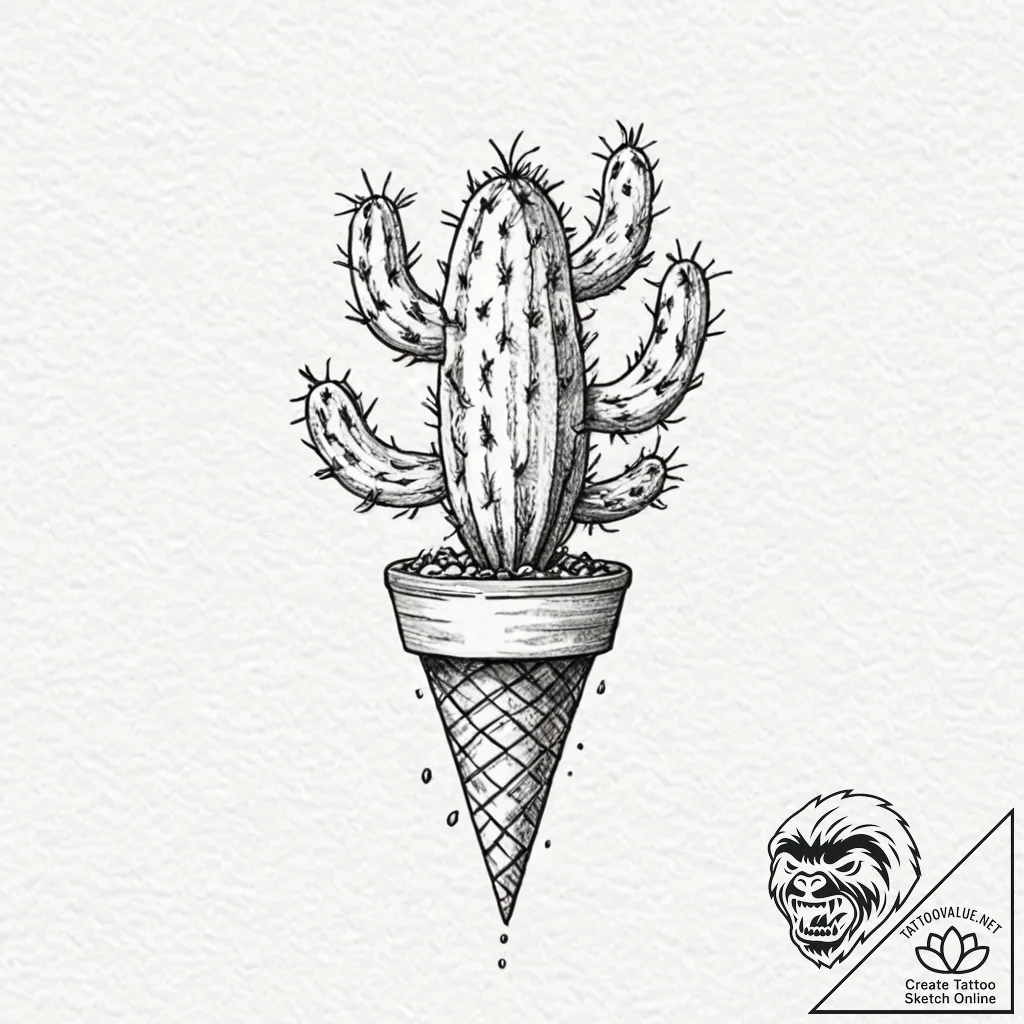 Tiny tattoo design, a cactus, but it's growin... - tattoo sketch (№1751737775_0, 05.07.2025 17:49) — tattoovalue.net