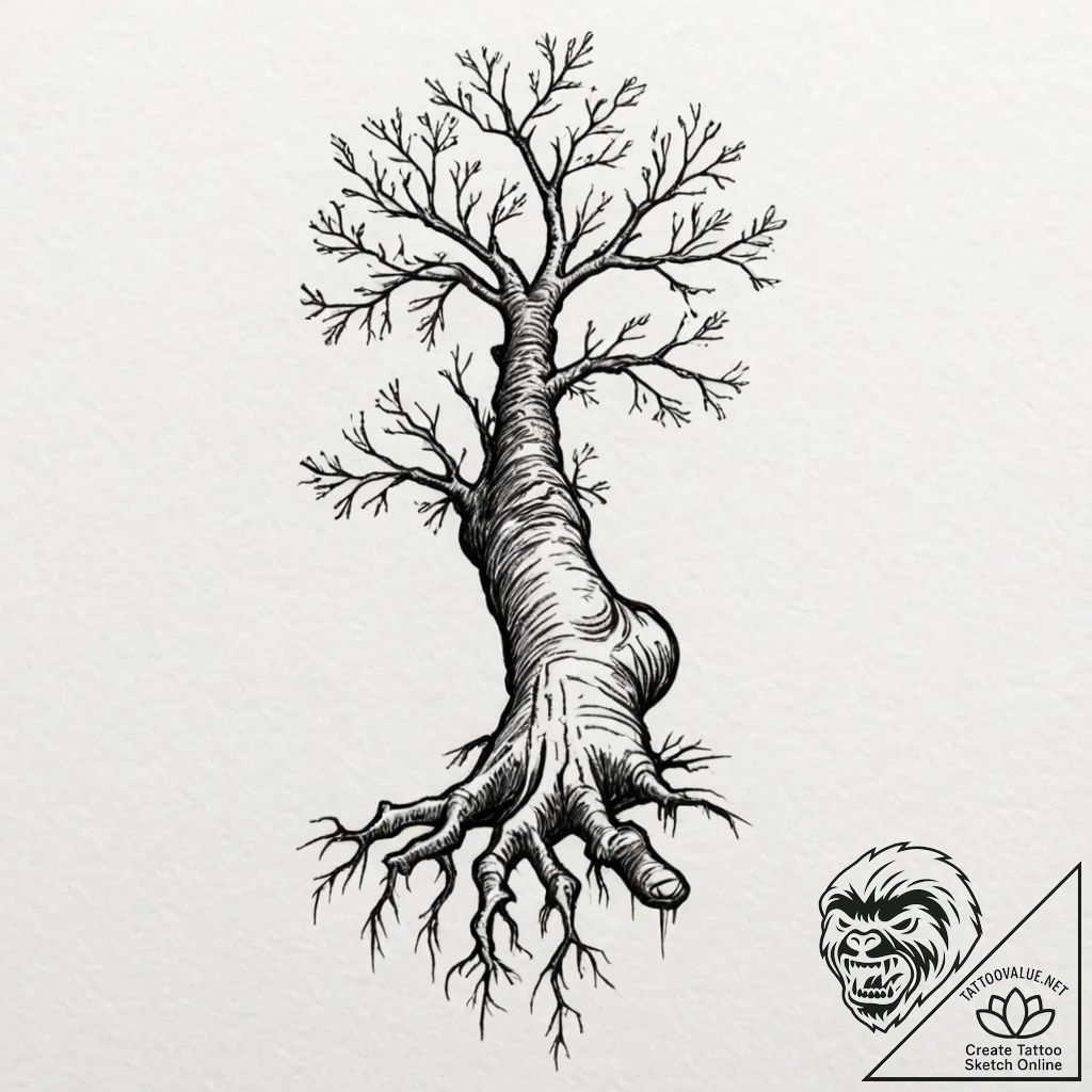 Tattoo design for a foot, the roots of a tree... - tattoo sketch (№1751738033_0, 05.07.2025 17:53) — tattoovalue.net