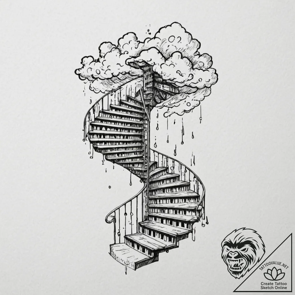 Tattoo design, a staircase made of piano keys... - tattoo sketch (№1751738485_0, 05.07.2025 18:01) — tattoovalue.net