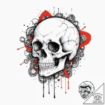 Tiny tattoo design, a tiny, simple skull, dra… – tattoo sketch (№1751739394_0, 05.07.2025 18:16) — tattoovalue.net