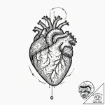 Tattoo design for shoulder, an anatomical hea… – tattoo sketch (№1751739475_0, 05.07.2025 18:17) — tattoovalue.net