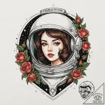 Tattoo design for shoulder, a classic pin-up… – tattoo sketch (№1751739901_0, 05.07.2025 18:25) — tattoovalue.net