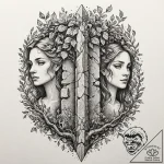 Tattoo design for shoulder, a scene from a fo… – tattoo sketch (№1751740334_0, 05.07.2025 18:32) — tattoovalue.net