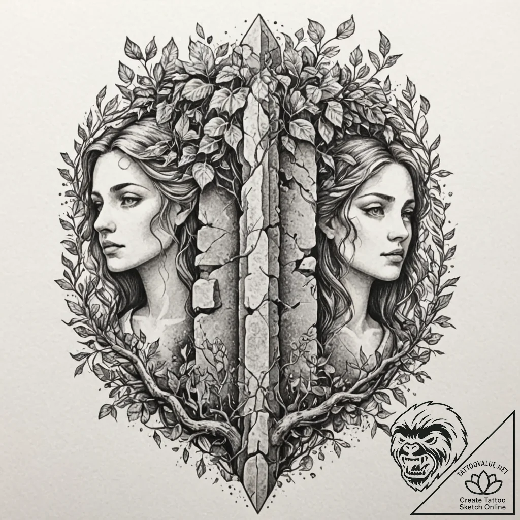 Tattoo design for shoulder, a scene from a fo... - tattoo sketch (№1751740334_0, 05.07.2025 18:32) — tattoovalue.net