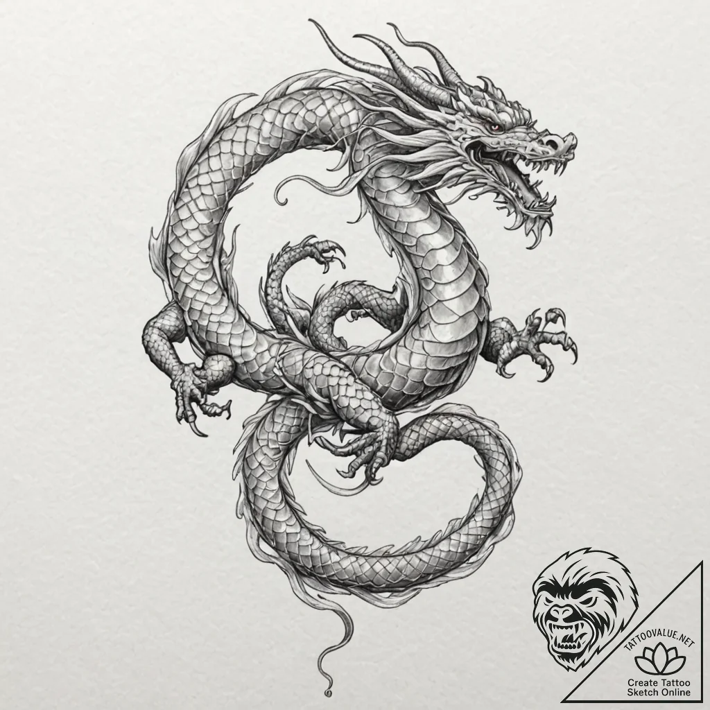 Tattoo design for a leg wrap, a japanese drag... - tattoo sketch (№1751740851_0, 05.07.2025 18:40) — tattoovalue.net