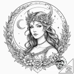 Tattoo design for a thigh, a stunningly detai… – tattoo sketch (№1751741366_0, 05.07.2025 18:49) — tattoovalue.net
