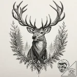 Tattoo design for a thigh, a majestic stag, i… – tattoo sketch (№1751742132_0, 05.07.2025 19:02) — tattoovalue.net