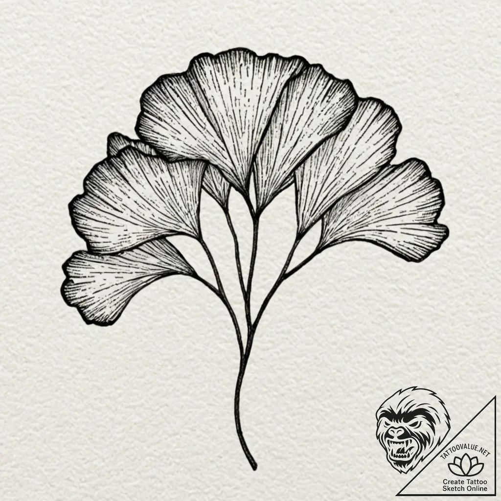 Tiny tattoo design, a ginkgo leaf, with delic... - tattoo sketch (№1751742301_0, 05.07.2025 19:05) — tattoovalue.net