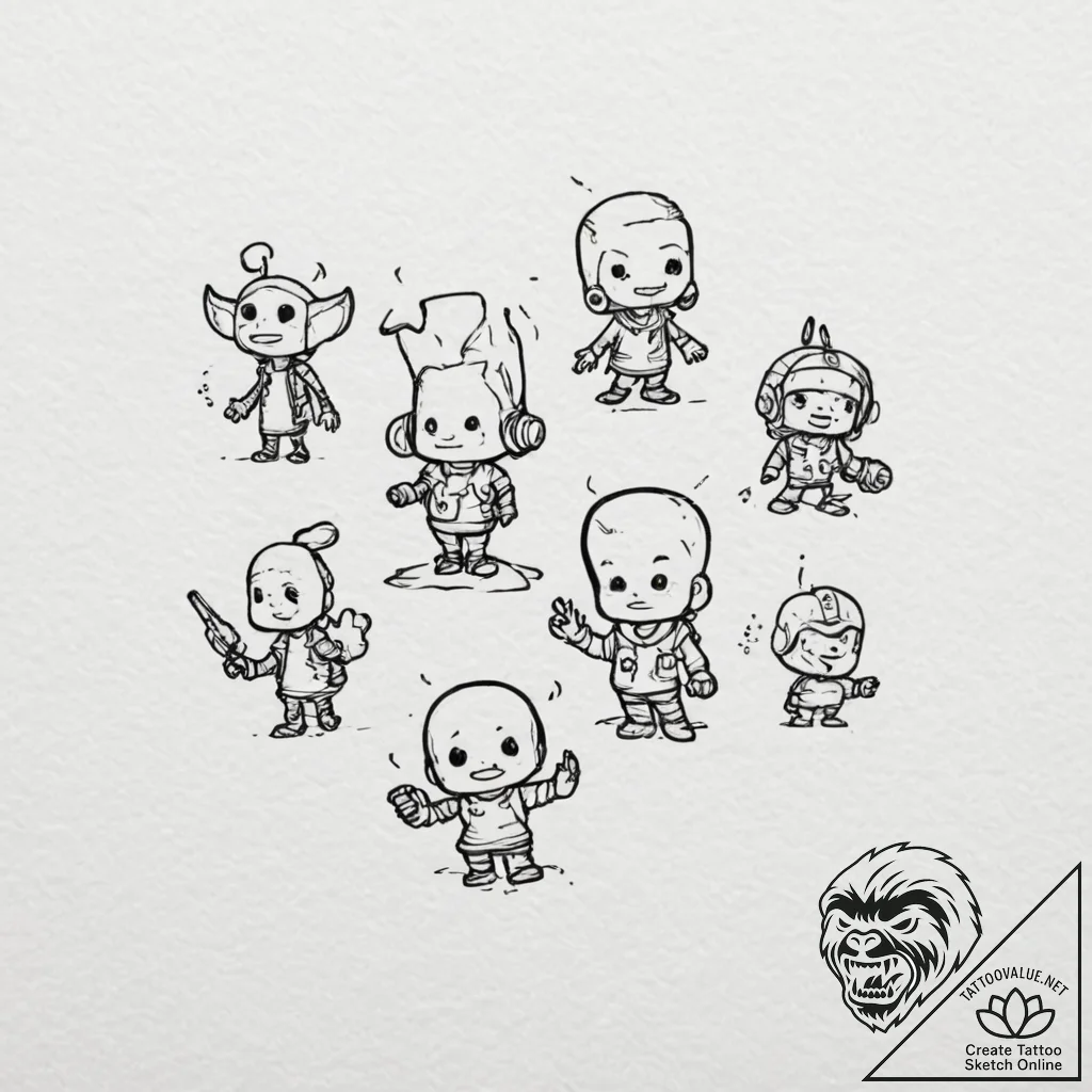 группа 2: tech & glitch minis (технологичные... - tattoo sketch (№1751742992_0, 05.07.2025 19:16) — tattoovalue.net