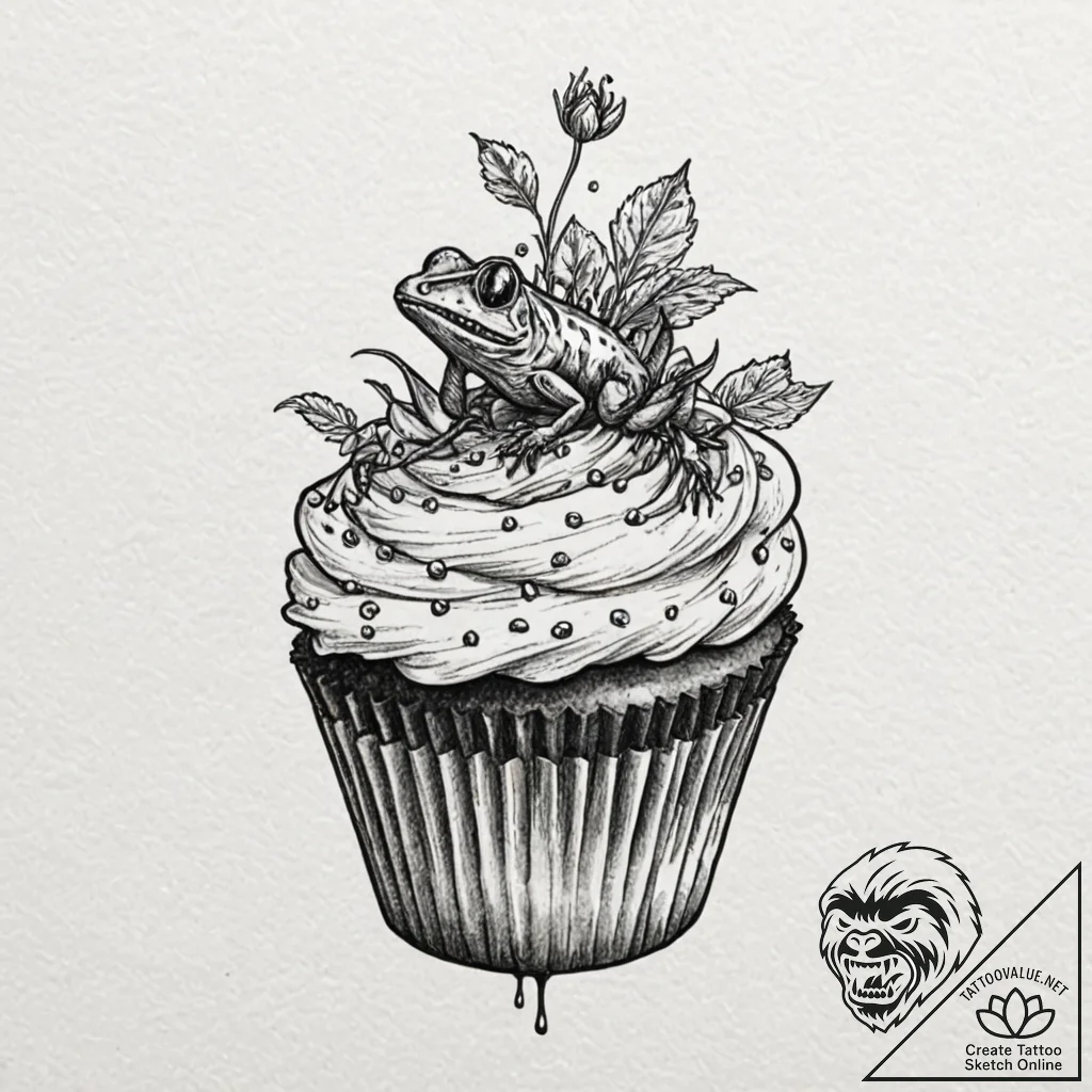 Tattoo design for an arm, a beautiful cupcake... - tattoo sketch (№1751744287_0, 05.07.2025 19:38) — tattoovalue.net