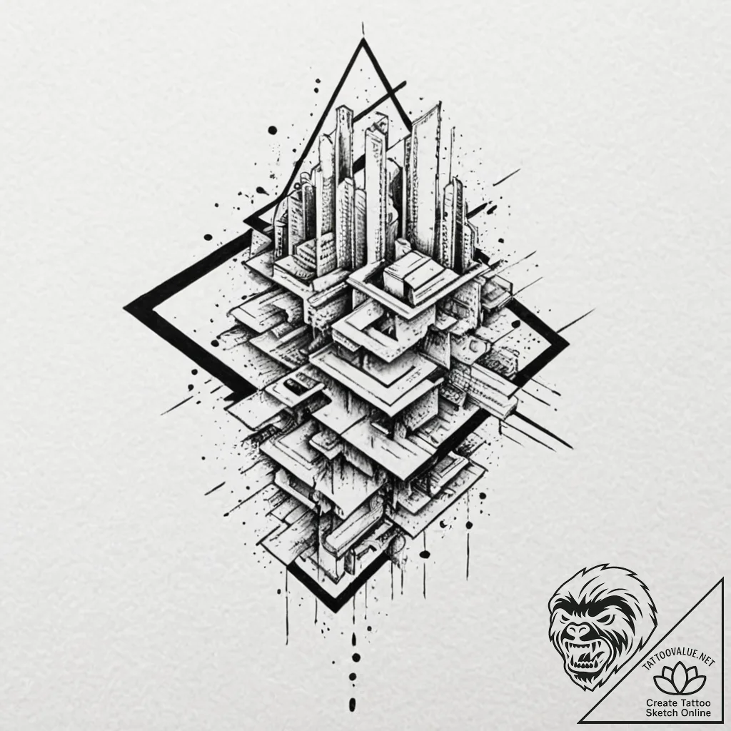 Tattoo design for shoulder, a glitch art desi... - tattoo sketch (№1751744460_0, 05.07.2025 19:41) — tattoovalue.net