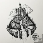 Tattoo design for shoulder, a majestic castle… – tattoo sketch (№1751744885_0, 05.07.2025 19:48) — tattoovalue.net