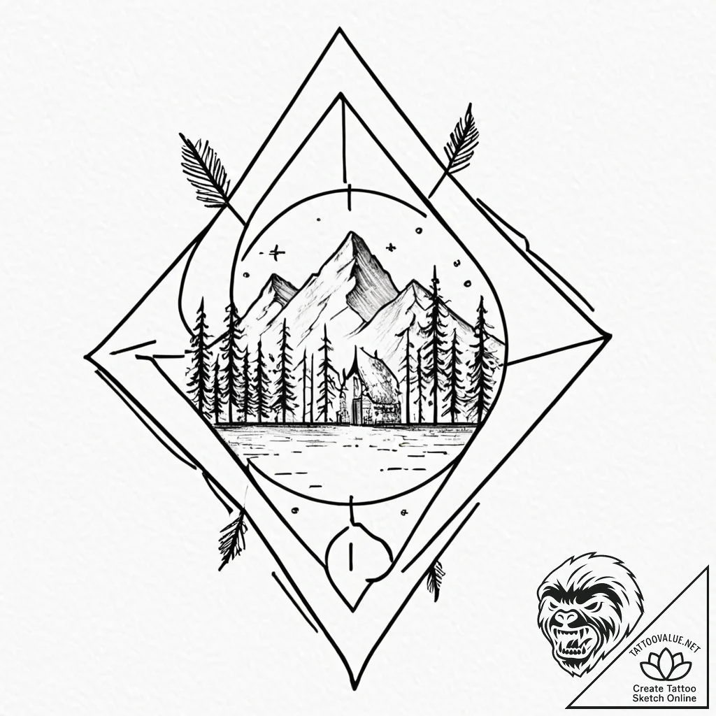 Tiny tattoo design, a personal glyph combinin... - tattoo sketch (№1751744972_0, 05.07.2025 19:49) — tattoovalue.net