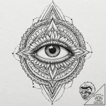 Tiny tattoo design, the all-seeing eye, drawn… – tattoo sketch (№1751745140_0, 05.07.2025 19:52) — tattoovalue.net