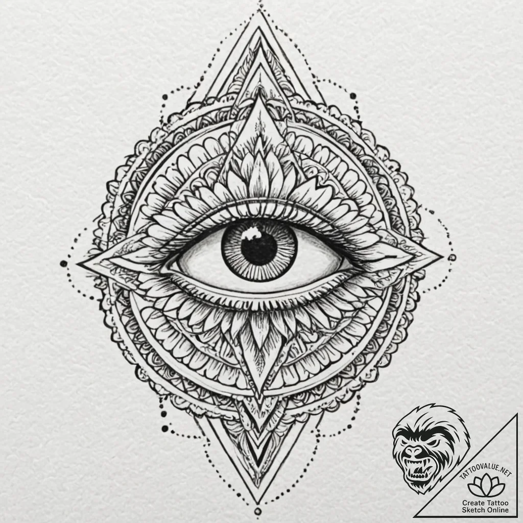 Tiny tattoo design, the all-seeing eye, drawn... - tattoo sketch (№1751745140_0, 05.07.2025 19:52) — tattoovalue.net