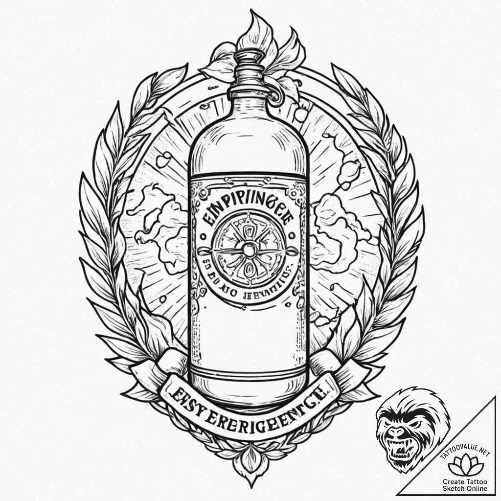 Tattoo design for an arm, a bottle of hot sau... - tattoo sketch (№1751745315_0, 05.07.2025 19:55) — tattoovalue.net