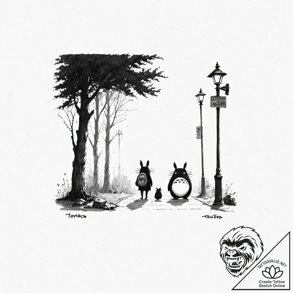 Tiny tattoo design, the silhouette of totoro,... - tattoo sketch (№1751746161_0, 05.07.2025 20:09) — tattoovalue.net
