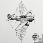 Tattoo design for a leg, the history of fligh… – tattoo sketch (№1751746338_0, 05.07.2025 20:12) — tattoovalue.net