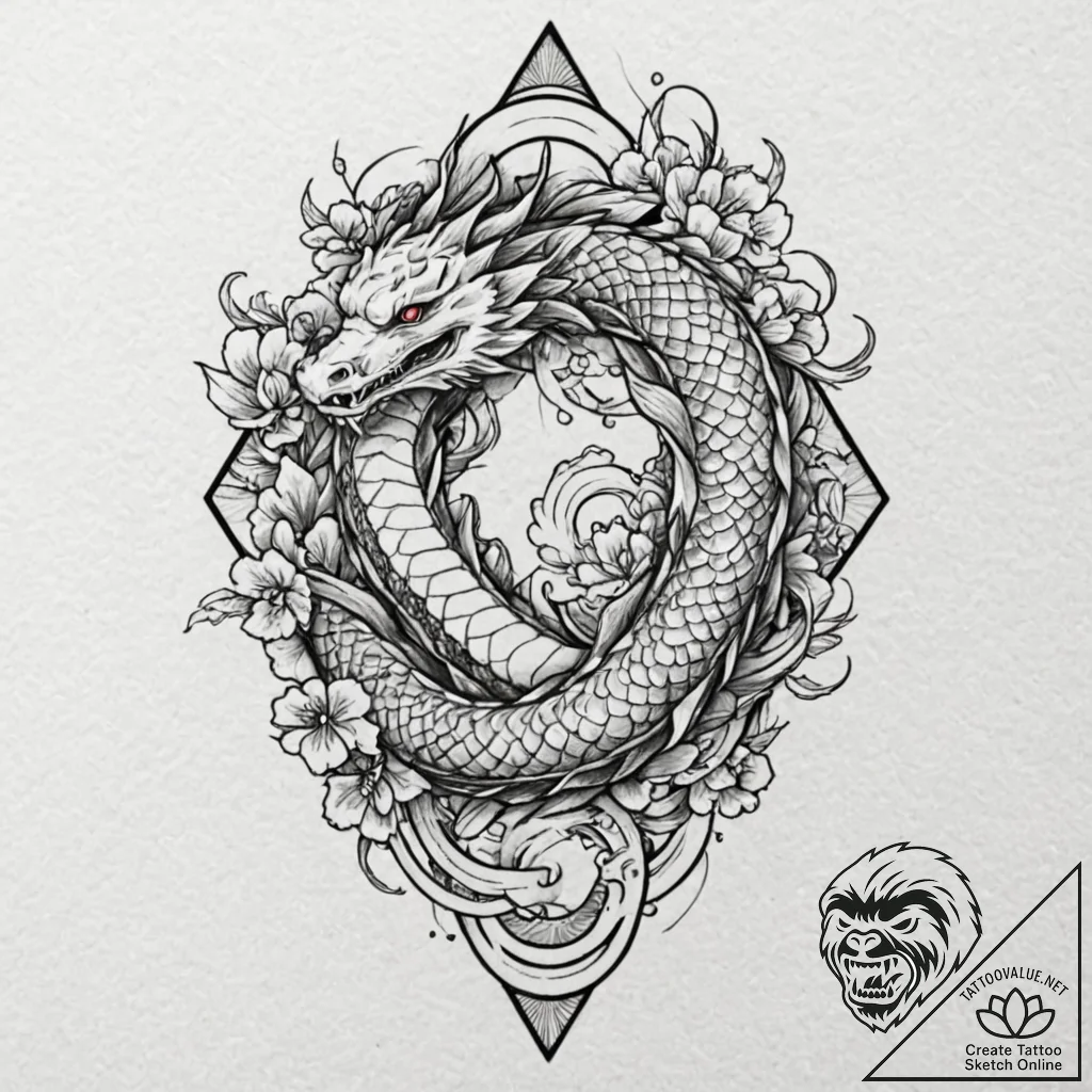 Tattoo design for an arm, a snake, its scales... - tattoo sketch (№1751746752_0, 05.07.2025 20:19) — tattoovalue.net