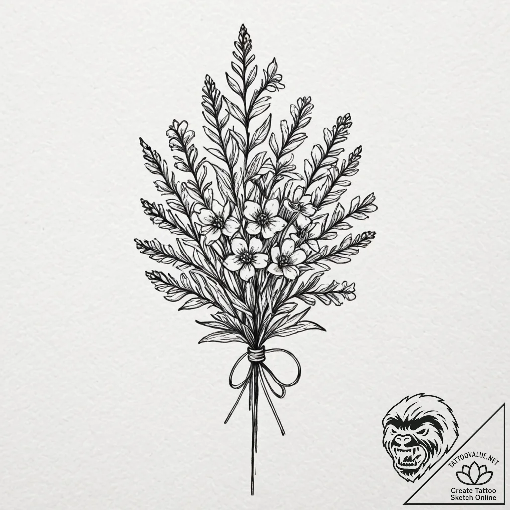 Tiny tattoo design, a tiny bouquet of wildflo... - tattoo sketch (№1751746836_0, 05.07.2025 20:20) — tattoovalue.net