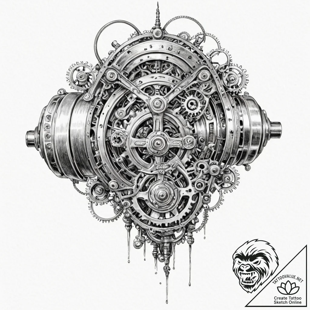 Tattoo design for a calf, a biomechanical des... - tattoo sketch (№1751746921_0, 05.07.2025 20:22) — tattoovalue.net