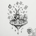 Tattoo design for a leg, a character falling… – tattoo sketch (№1751747088_0, 05.07.2025 20:24) — tattoovalue.net