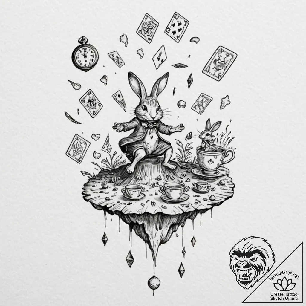 Tattoo design for a leg, a character falling... - tattoo sketch (№1751747088_0, 05.07.2025 20:24) — tattoovalue.net