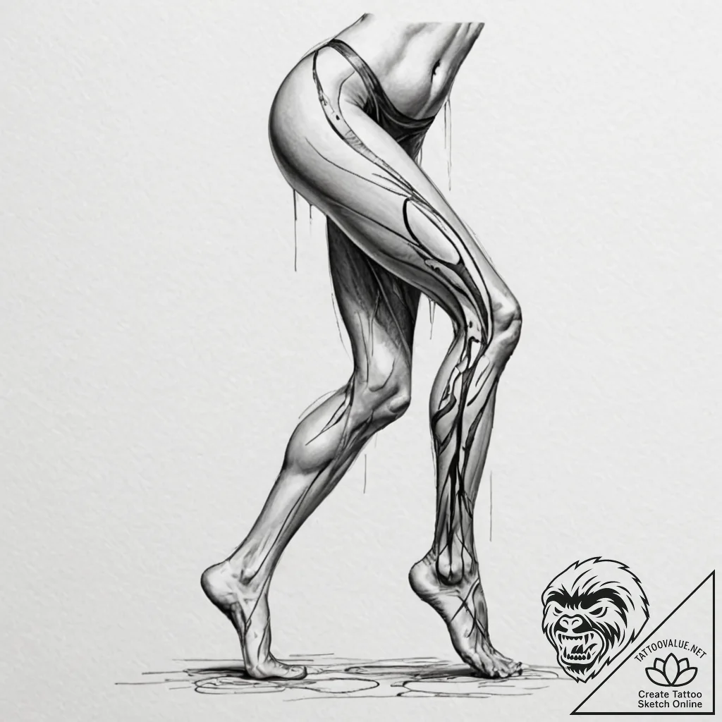 Tattoo design for a leg, abstract blackwork,... - tattoo sketch (№1751747678_0, 05.07.2025 20:34) — tattoovalue.net