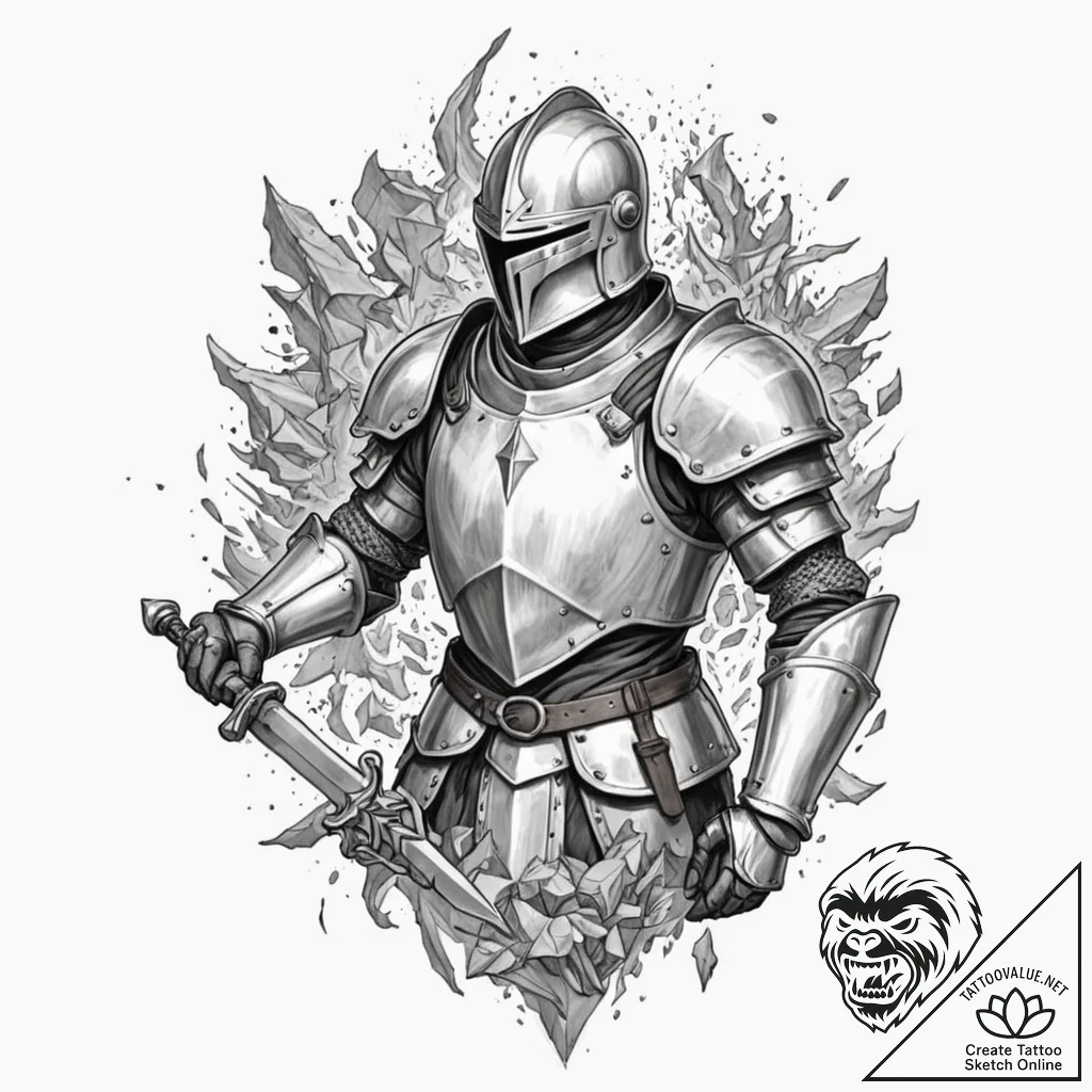 Tattoo design for shoulder, a shattered medie... - tattoo sketch (№1751748438_0, 05.07.2025 20:47) — tattoovalue.net