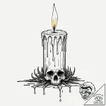 Tattoo design for a shin, a long, burning can… – tattoo sketch (№1751748776_0, 05.07.2025 20:52) — tattoovalue.net