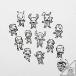 группа 7: playful pop culture minis (игровые… – tattoo sketch (№1751749537_0, 05.07.2025 21:05) — tattoovalue.net