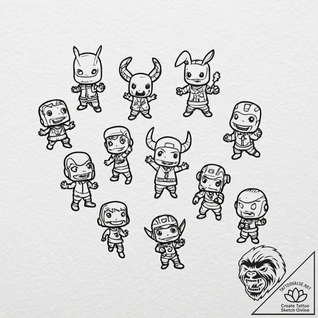 группа 7: playful pop culture minis (игровые... - tattoo sketch (№1751749537_0, 05.07.2025 21:05) — tattoovalue.net