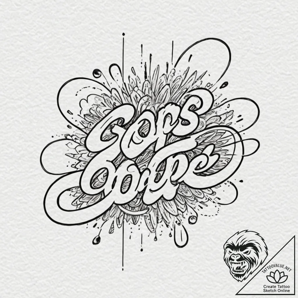 Tiny tattoo design, the word "oops" in a shak... - tattoo sketch (№1751749620_0, 05.07.2025 21:07) — tattoovalue.net