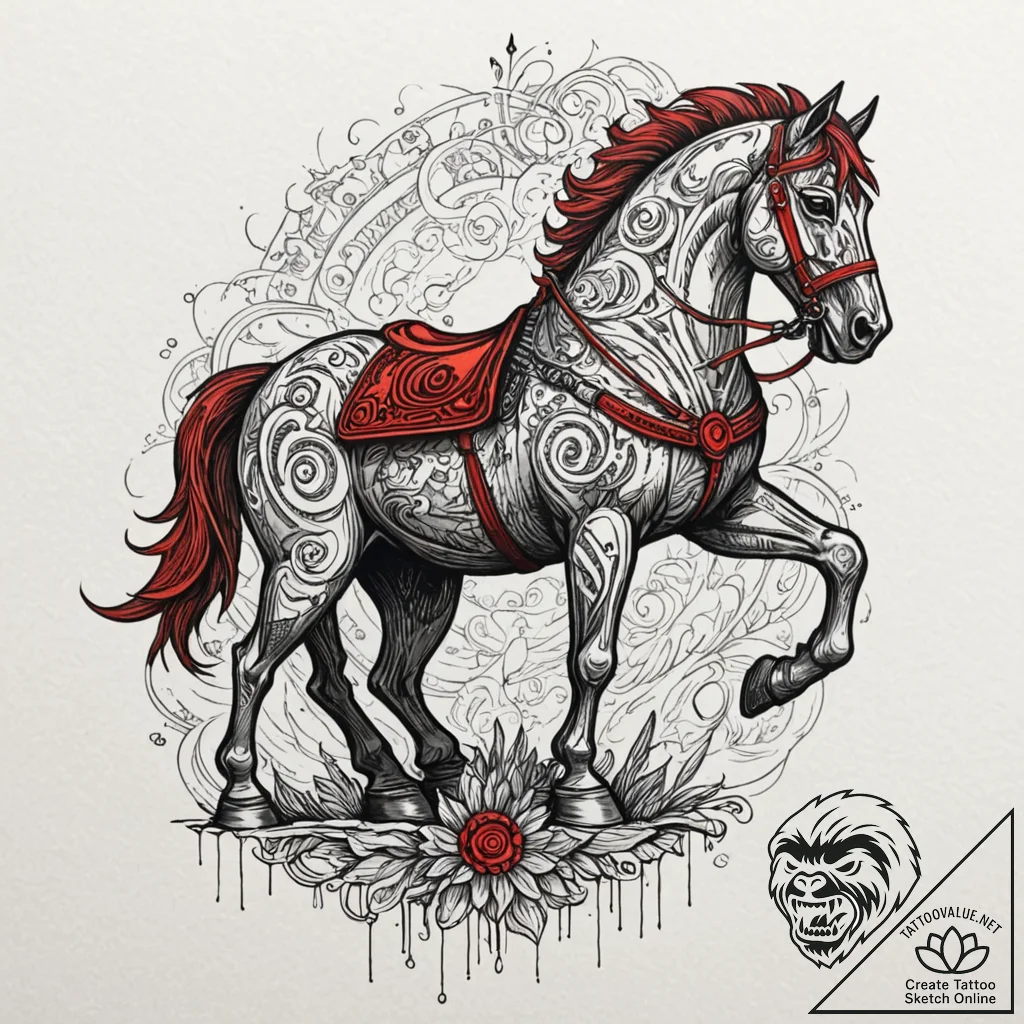 Tattoo design for an arm, the trojan horse, b... - tattoo sketch (№1751749961_0, 05.07.2025 21:12) — tattoovalue.net