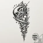 Tattoo design for a leg, a zipper running dow… – tattoo sketch (№1751750809_0, 05.07.2025 21:26) — tattoovalue.net