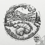 Tattoo design for an arm, a croissant, but it… – tattoo sketch (№1751751658_0, 05.07.2025 21:40) — tattoovalue.net