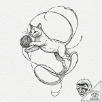 Tattoo design for a leg wrap, a cat chasing a… – tattoo sketch (№1751751744_0, 05.07.2025 21:42) — tattoovalue.net