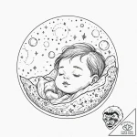 Tattoo design for shoulder, a sleeping baby’s… – tattoo sketch (№1751752163_0, 05.07.2025 21:49) — tattoovalue.net
