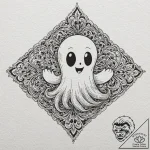 Tiny tattoo design, a tiny, friendly ghost, w… – tattoo sketch (№1751752247_0, 05.07.2025 21:50) — tattoovalue.net