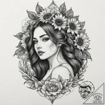 Tattoo design for shoulder, a beautiful woman… – tattoo sketch (№1751752331_0, 05.07.2025 21:52) — tattoovalue.net
