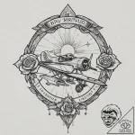 Tattoo design for a leg, the history of fligh… – tattoo sketch (№1751752669_0, 05.07.2025 21:57) — tattoovalue.net